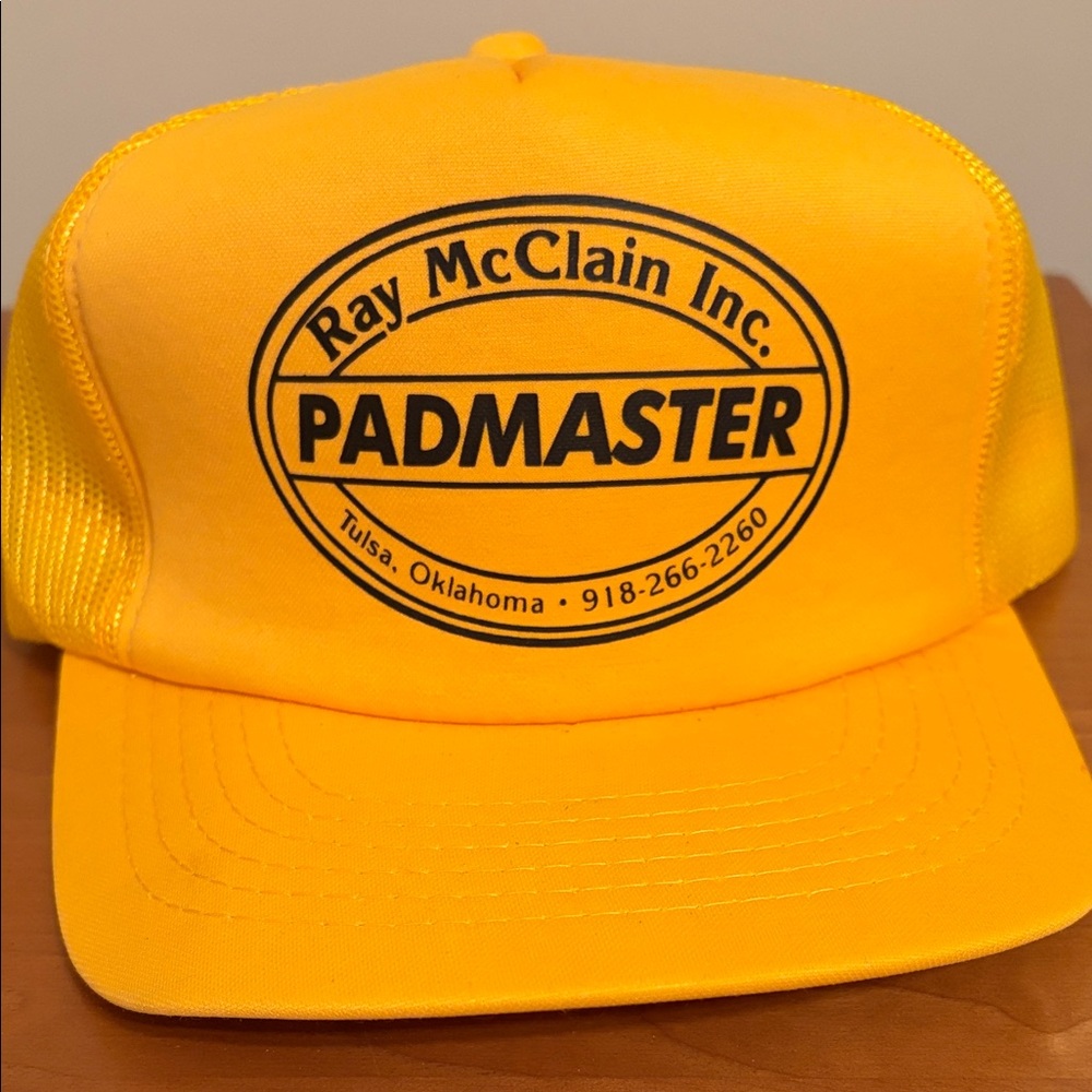Vintage classic trucker hat bright yellow Ray McClain Inc Padmaster Tulsa OK